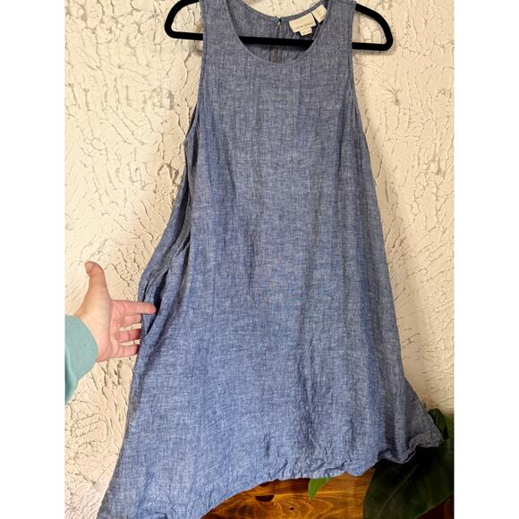 Cynthia Rowley Blue 100% Linen Sleeveless Swing Dress Casual Summer - Picture 3 of 10